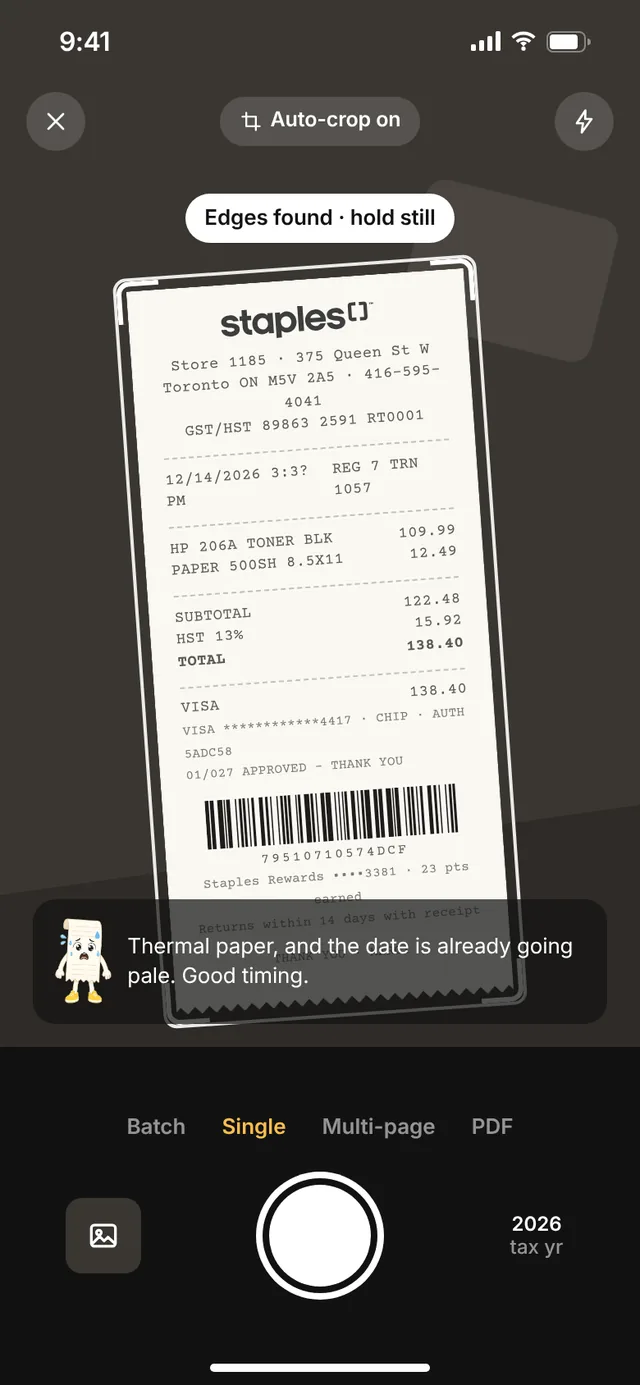 Claimwise app screen: camera