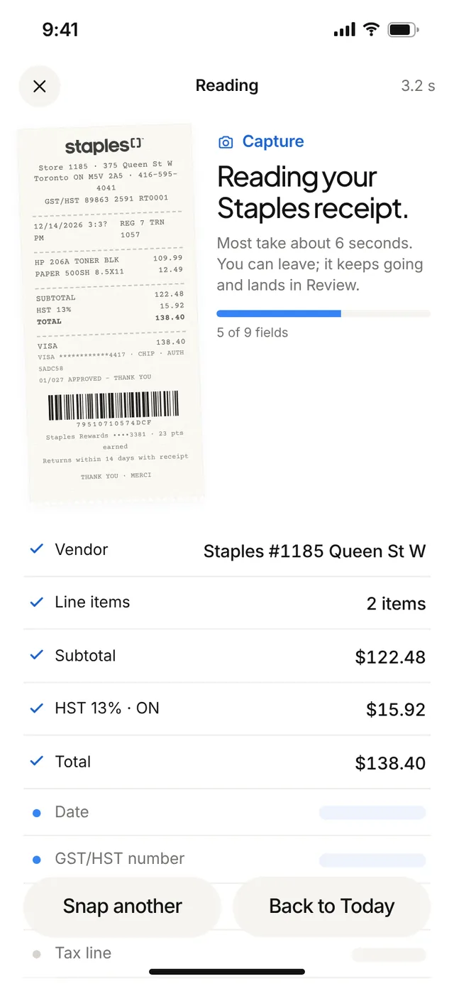 Claimwise app screen: processing