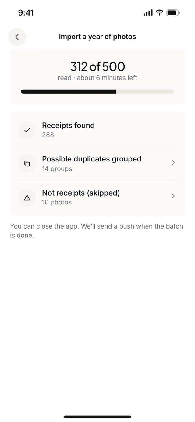 Claimwise app screen: shoebox