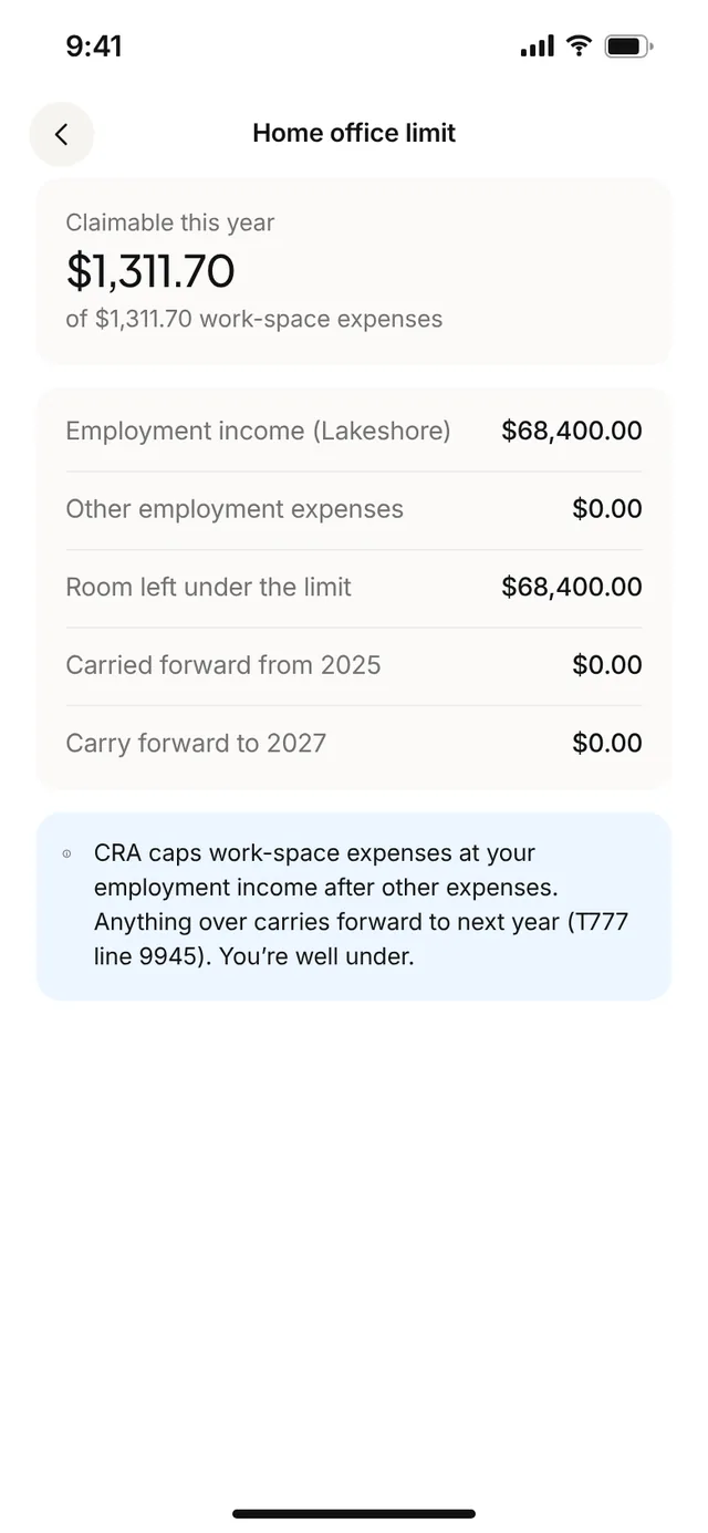 Claimwise app screen: loss limit